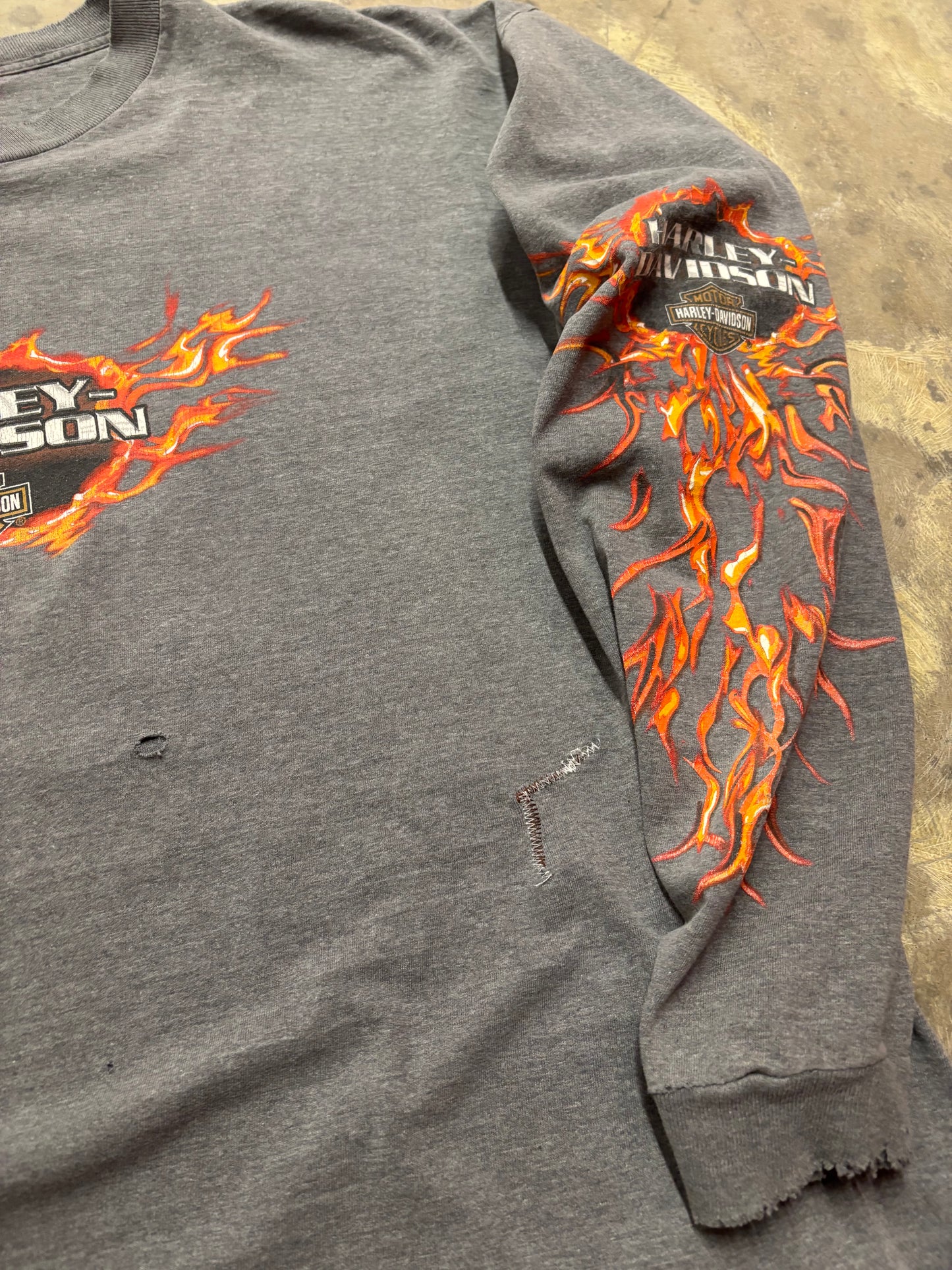 Vintage Harley Davidson thrashed sunburst long sleeve size xxl