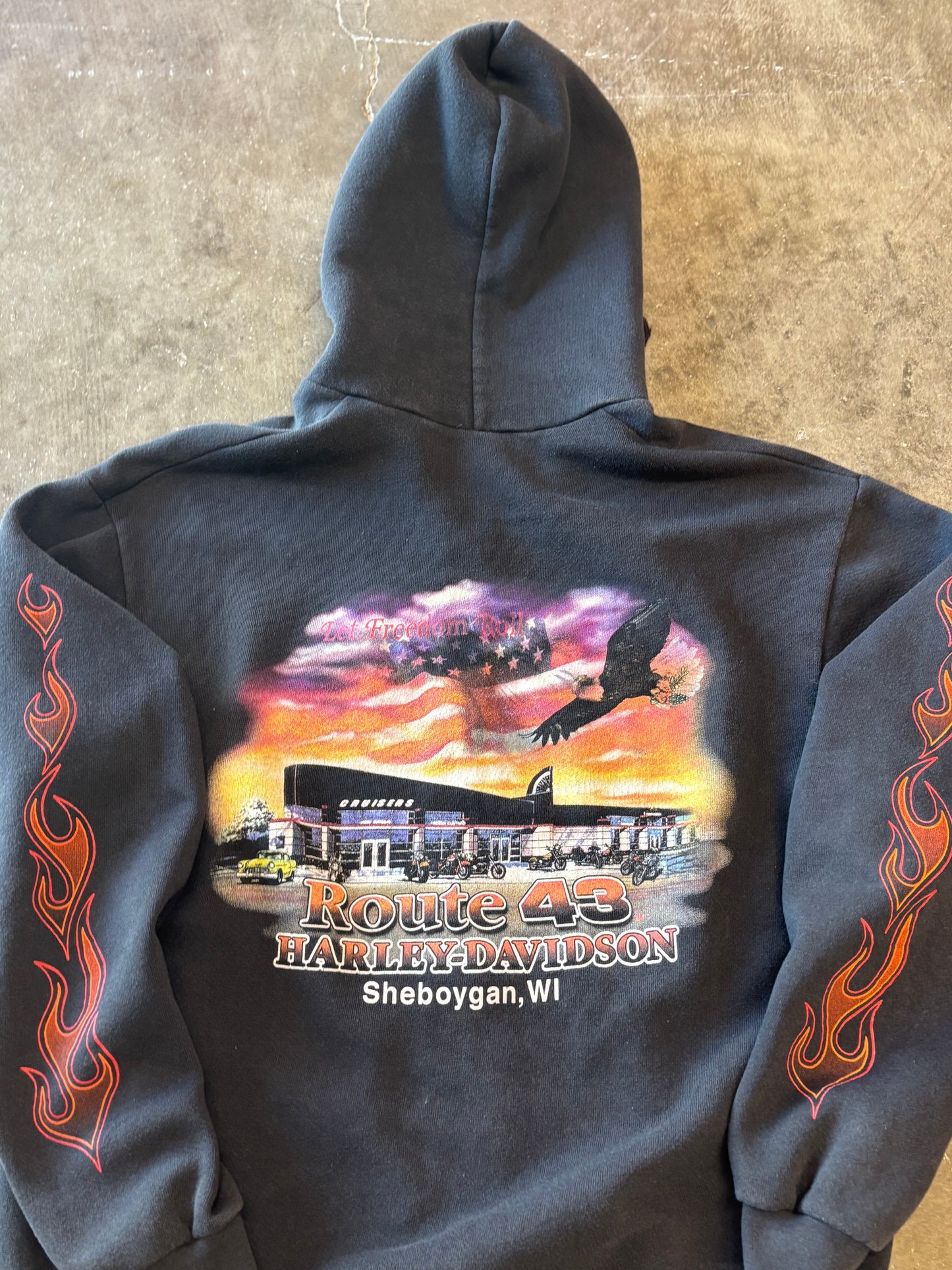 Vintage Harley Flame Zip up hoodie size medium