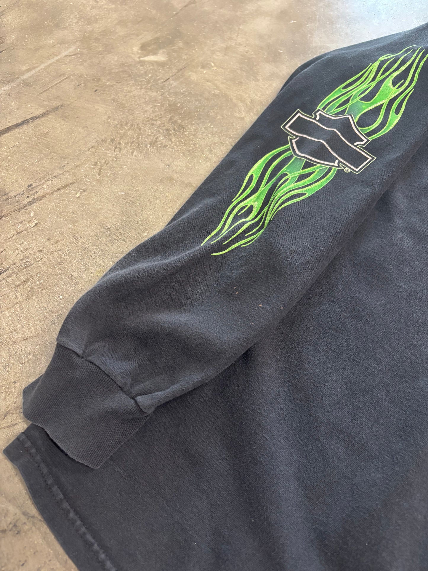 Vintage Harley Davidson Green Flame long sleeve size extra large