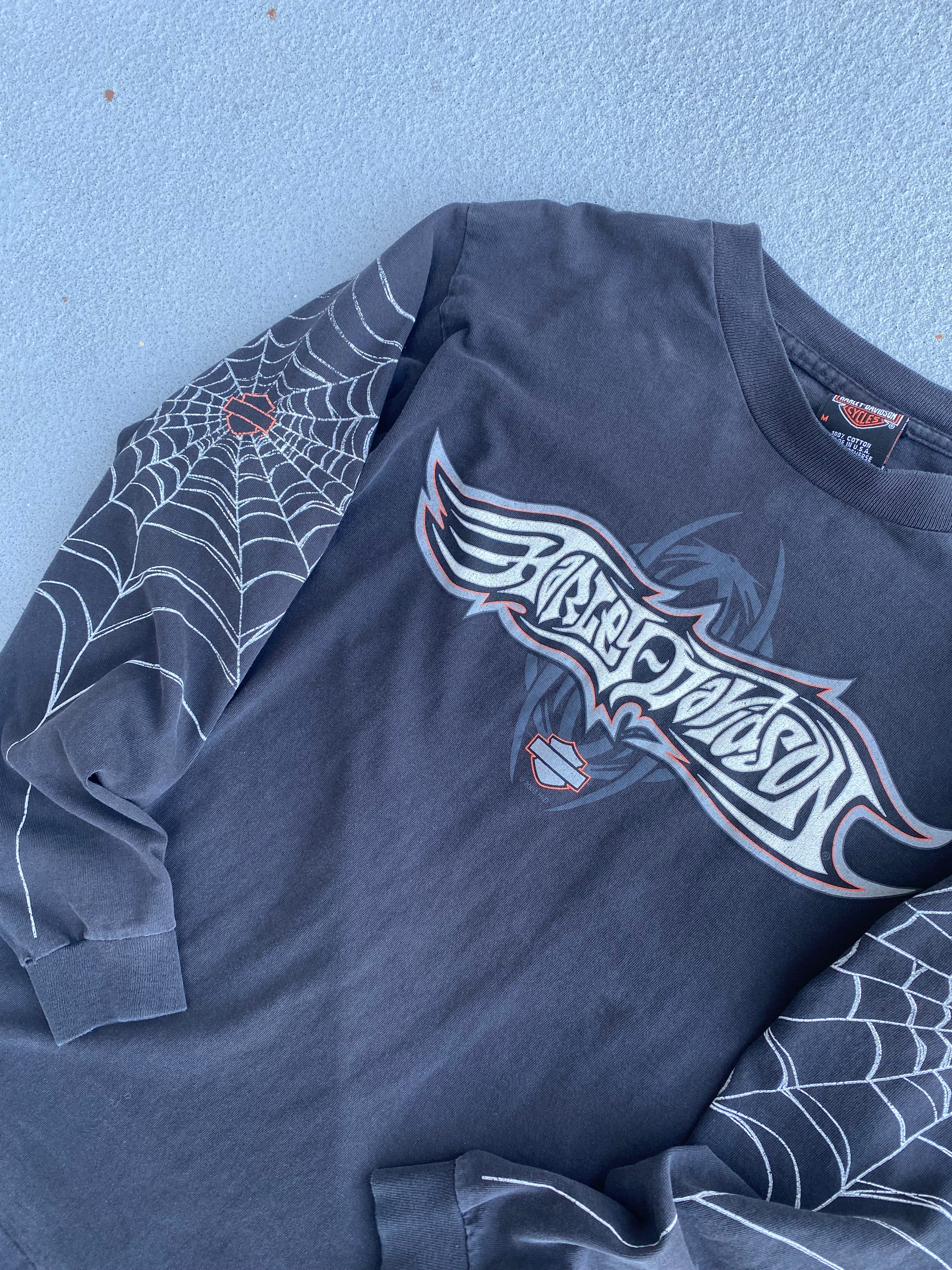 Vintage Harley Davidson Spider Web long sleeve shirt size