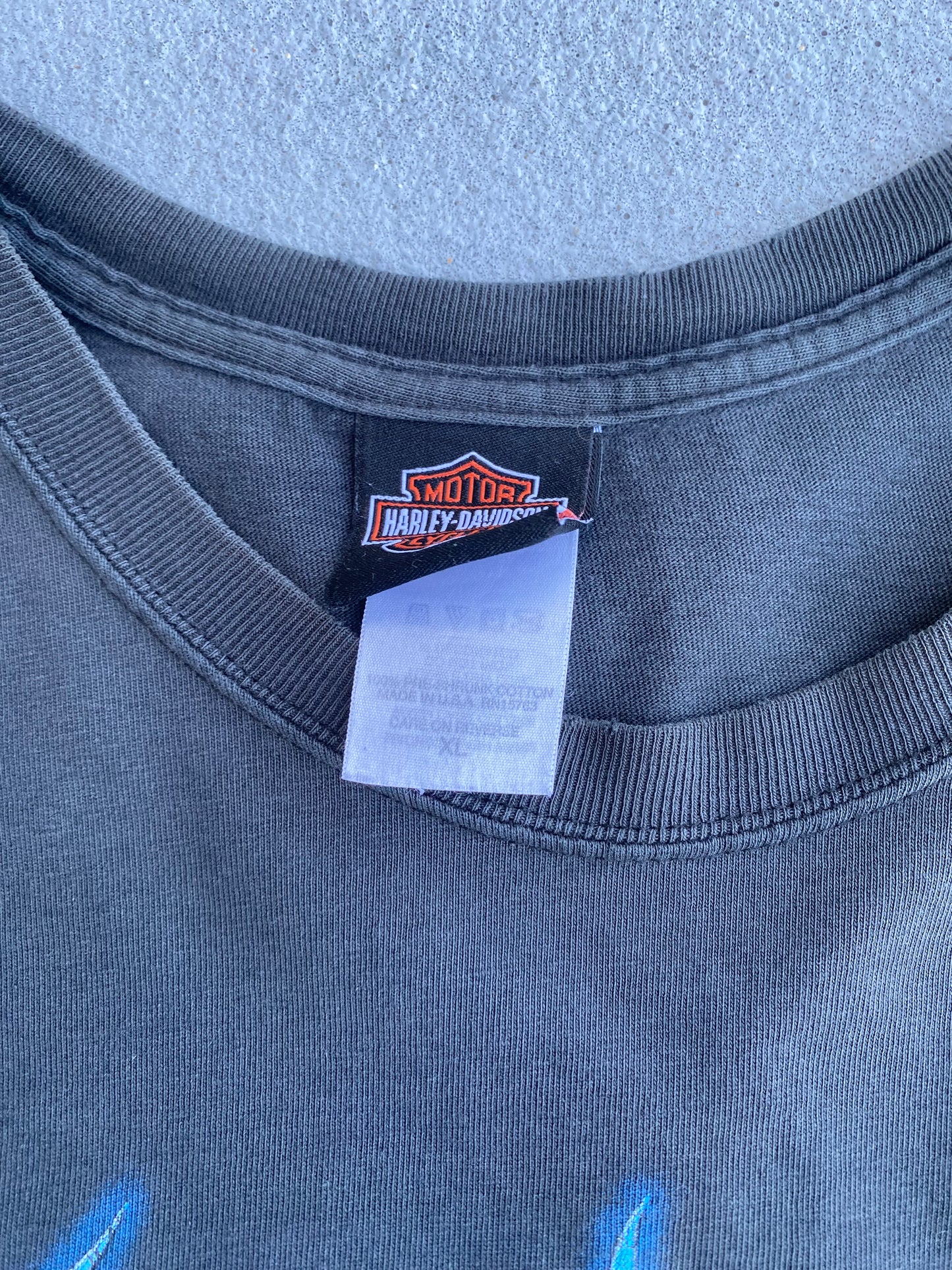 Vintage Harley Davidson Blue skull flame long sleeve size extra large