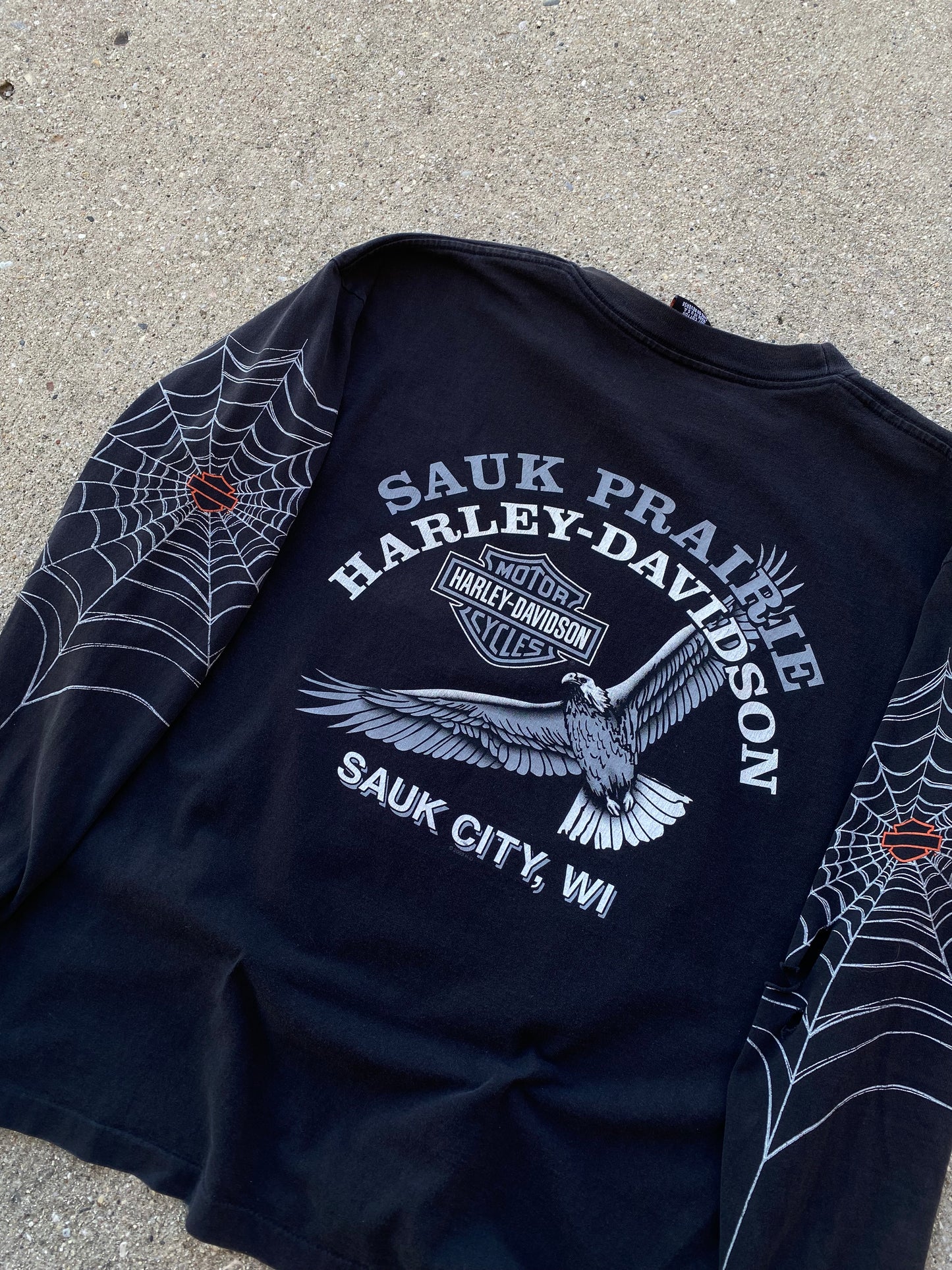 Vintage Harley Davidson Spider Web shirt thrashed long sleeve size large