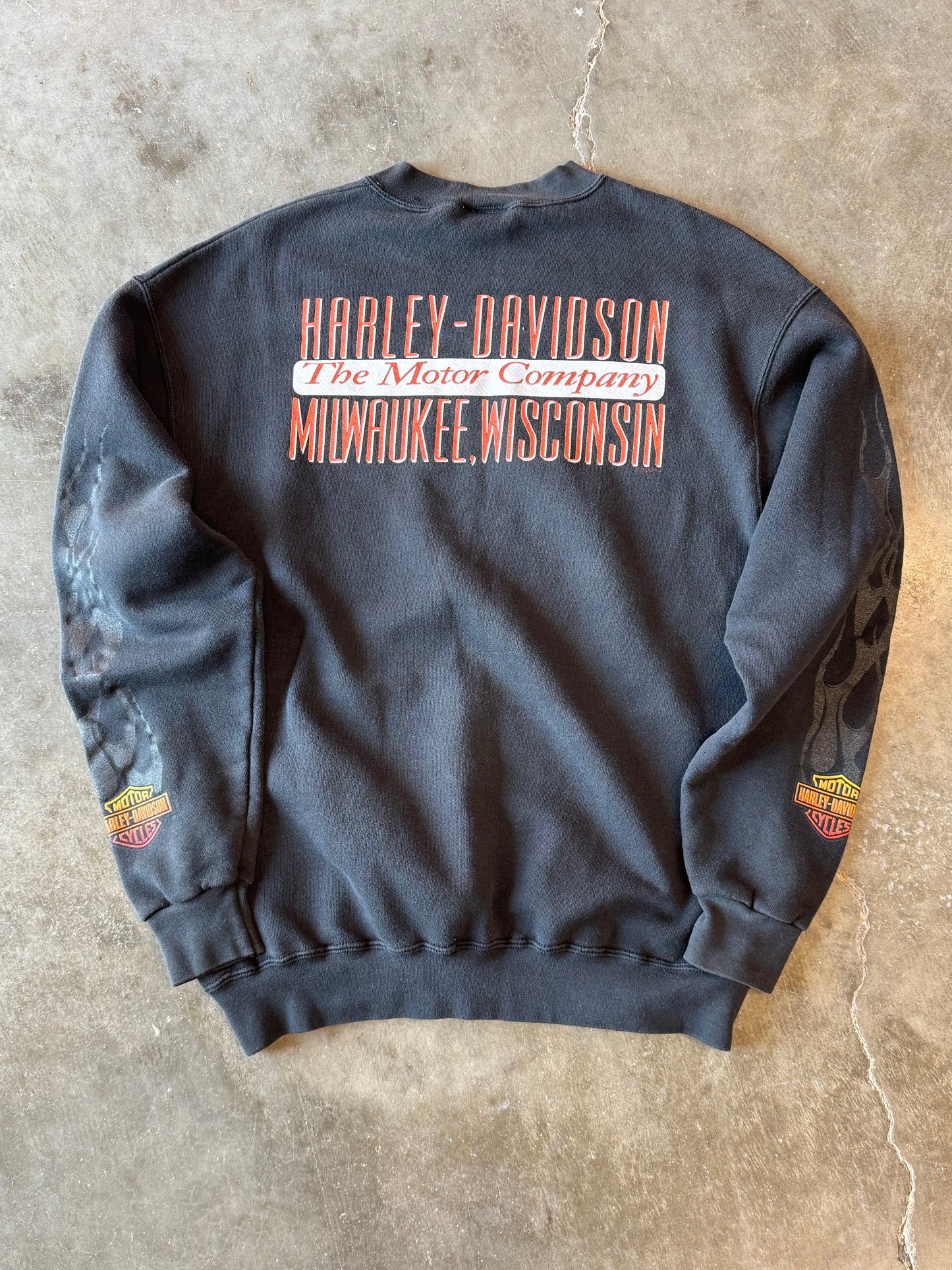 Vintage Harley Davidson flame sleeve sweatshirt size medium