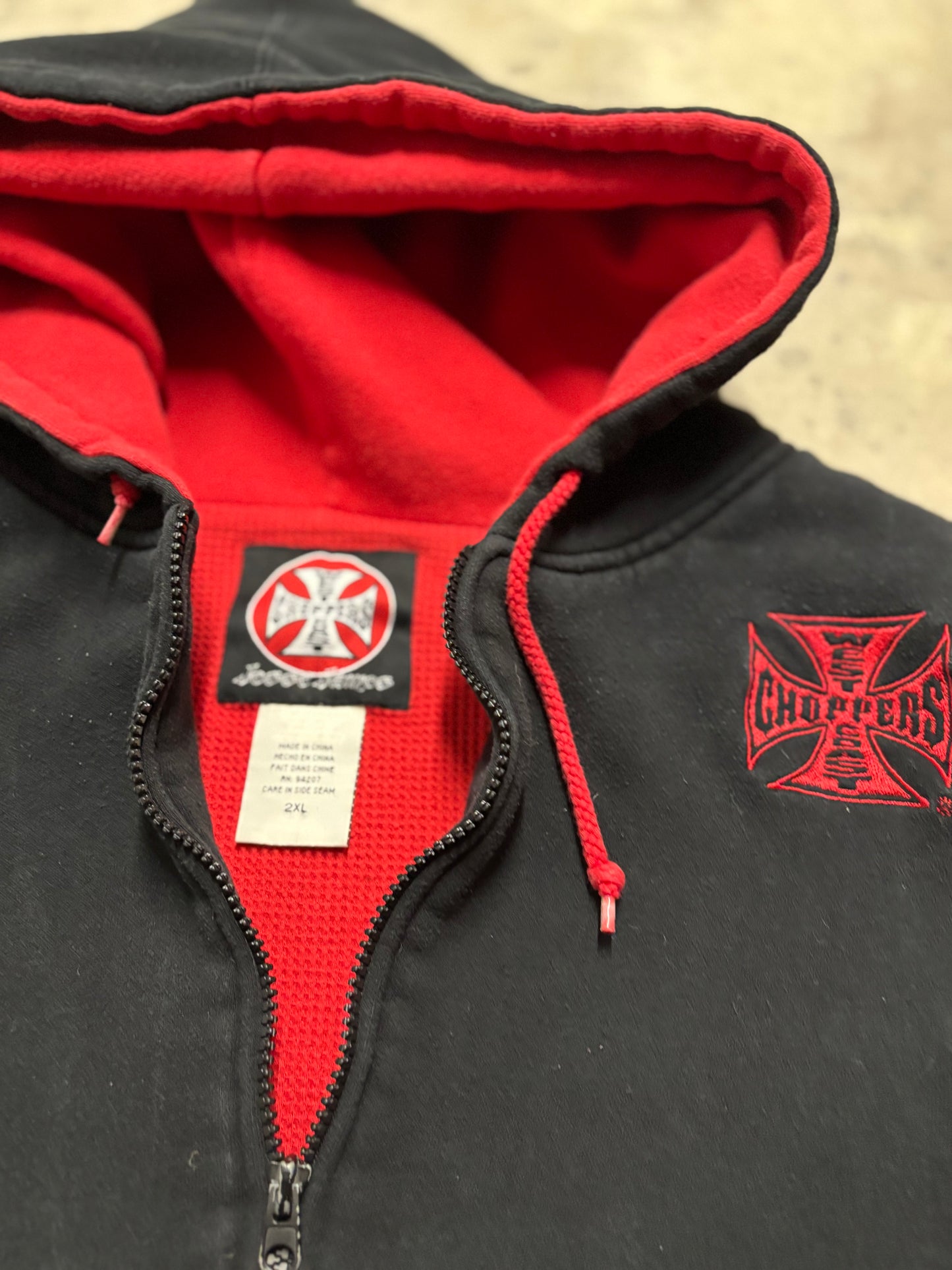 Vintage West Coast Choppers Thermal Lined zip up hoodies size XXL