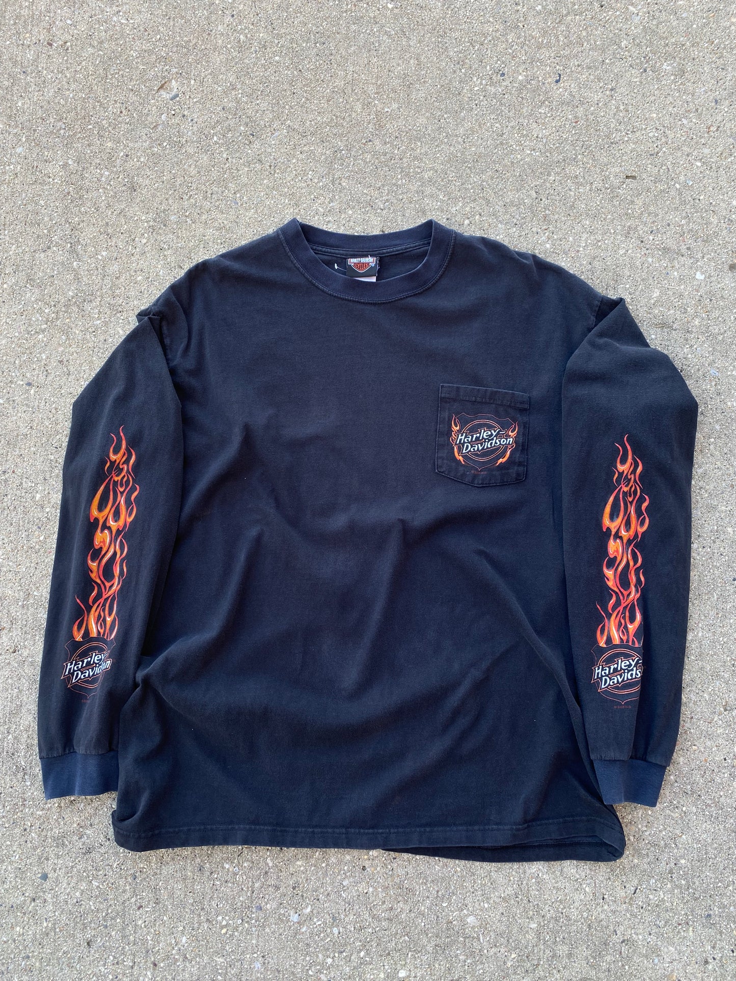 Harley Davidson Pocket shirt flame long sleeve size extra large shirt