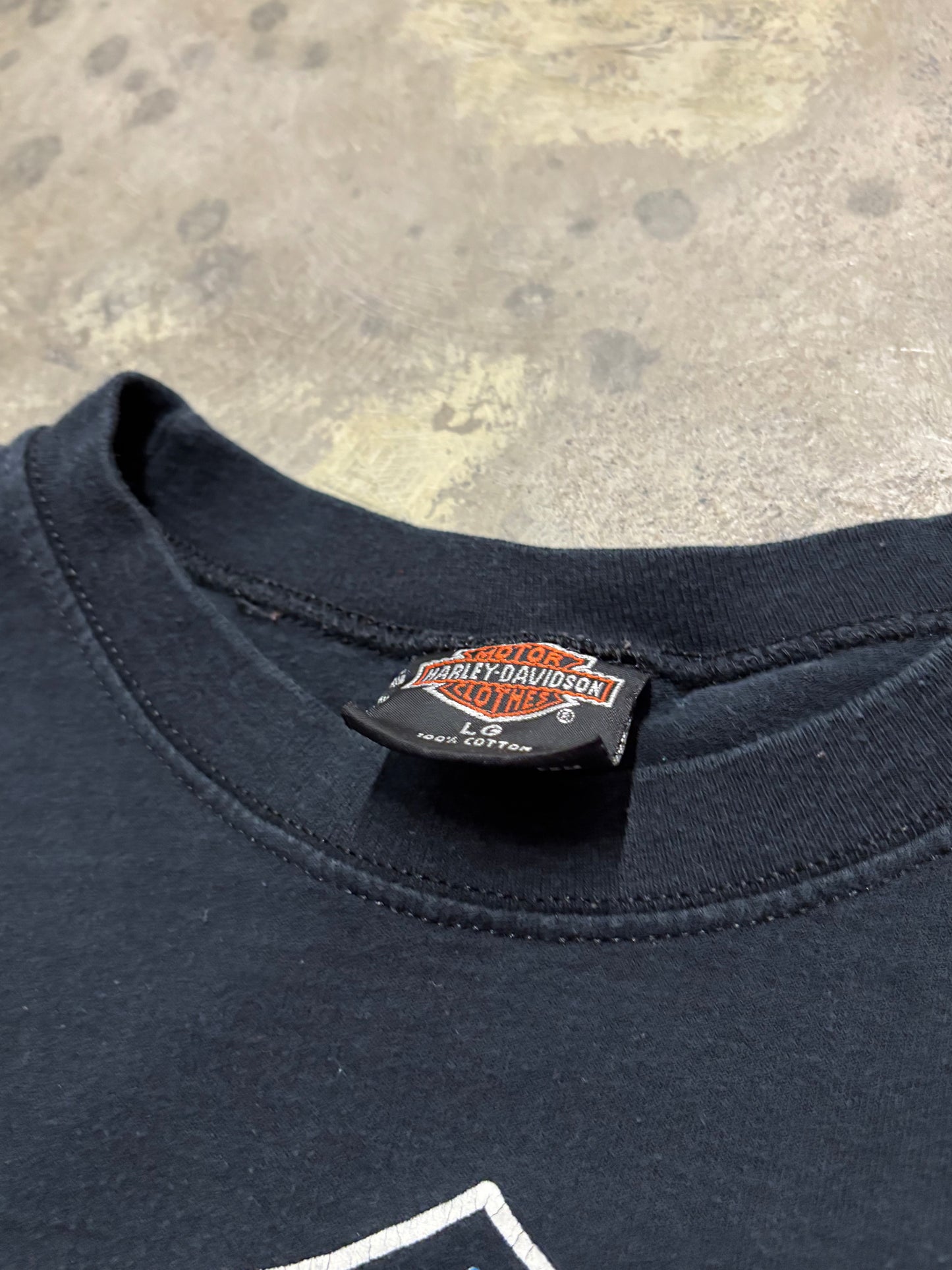 Vintage Harley Davidson Blue flame long sleeve size large