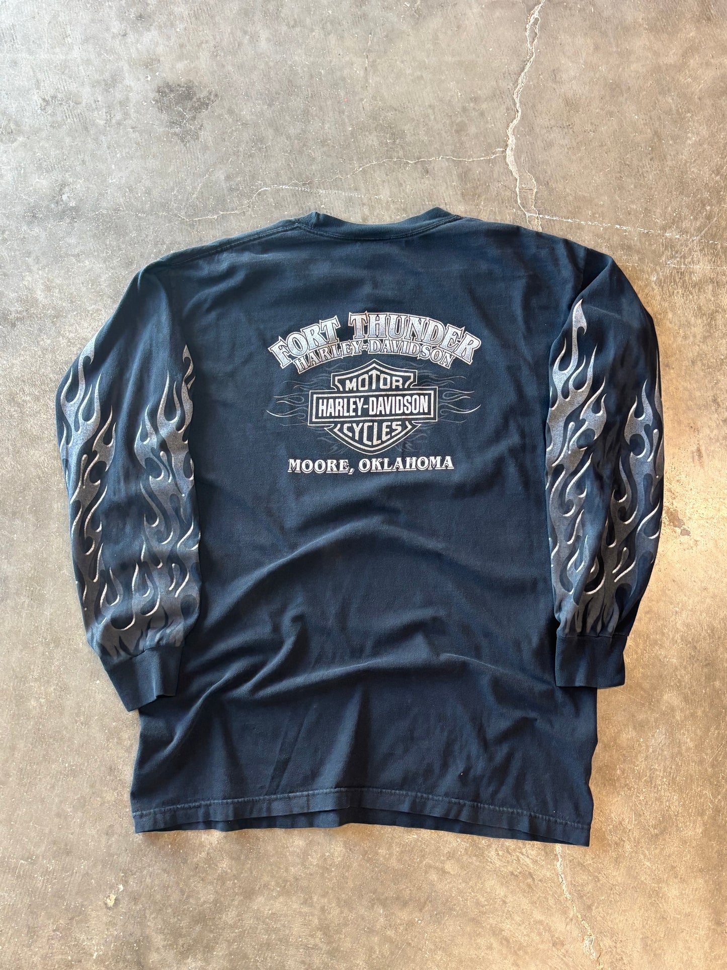 Vintage Harley Davidson chrome flame long sleeve size xl