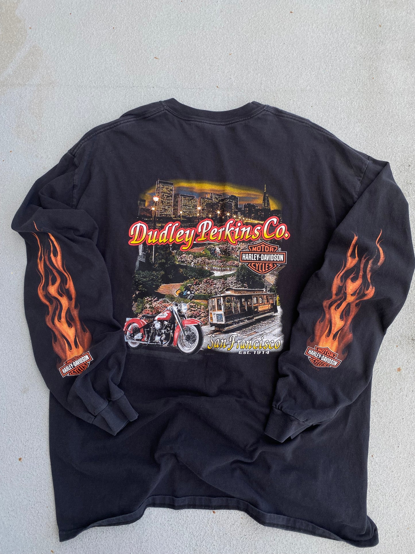 Harley Davidson Flame shields long sleeve shirt size 2XL