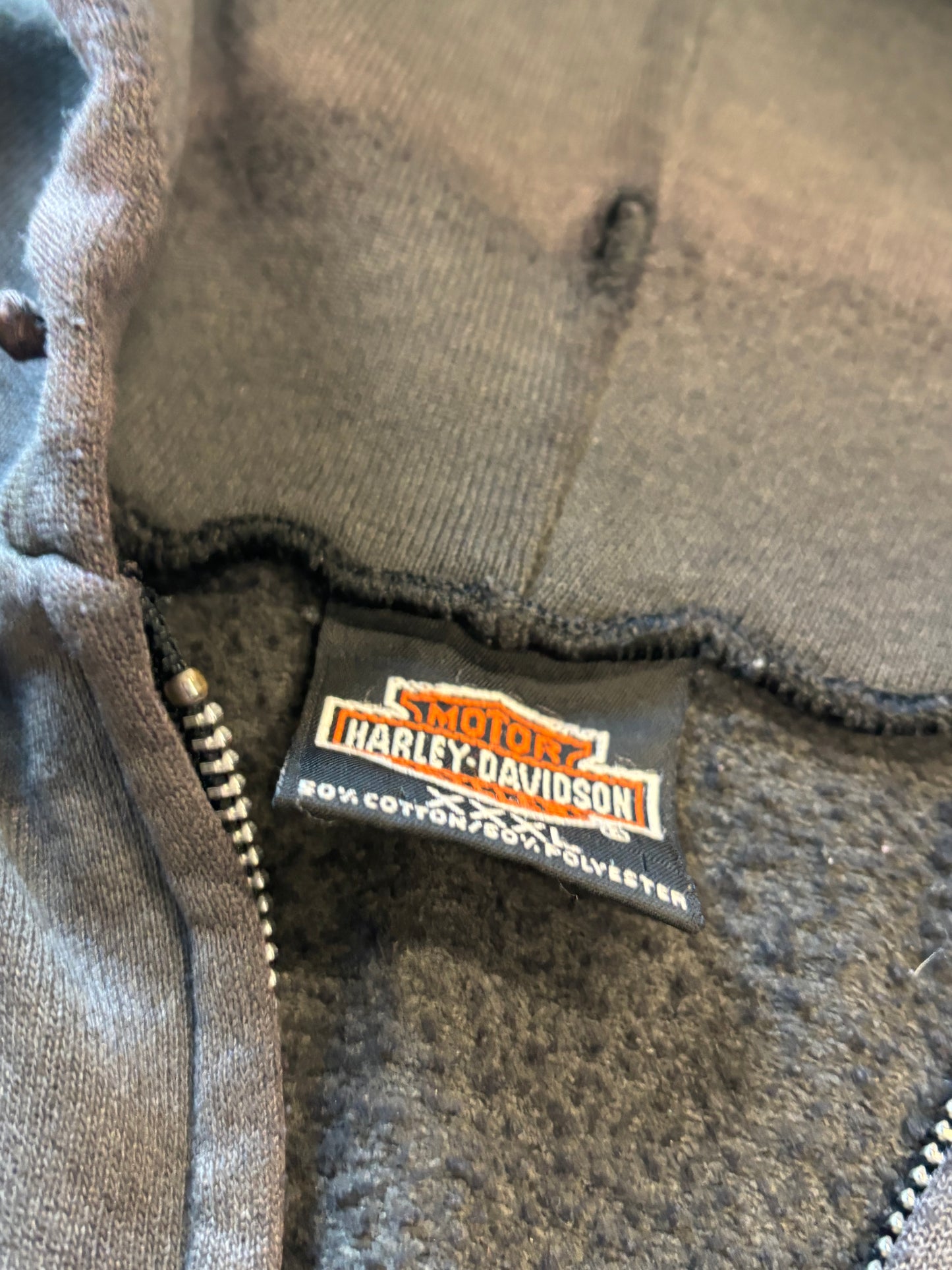 Vintage Faded and Thrashed Harley Davidson Zip Up Size xxxl