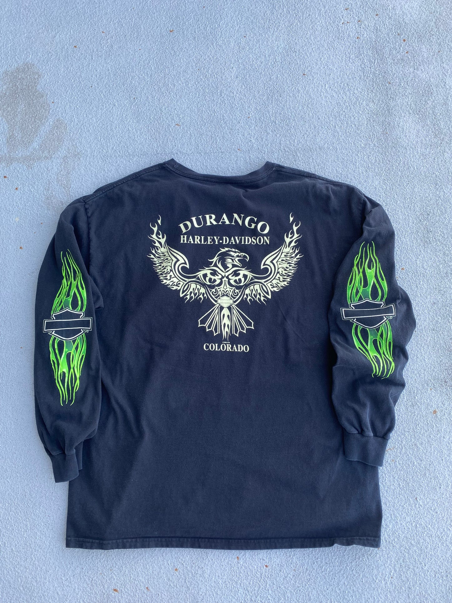 Harley Davidson Green Flame Size XL Long Sleeve