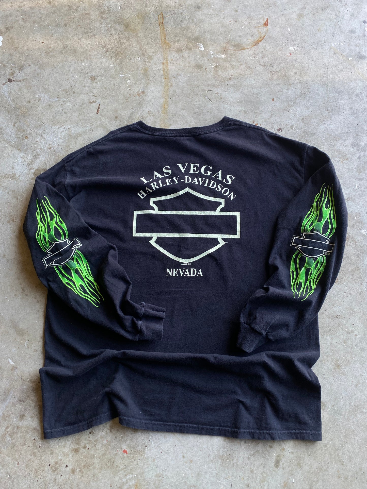 Harley Davidson Green Flame Long sleeve shirt size extra large