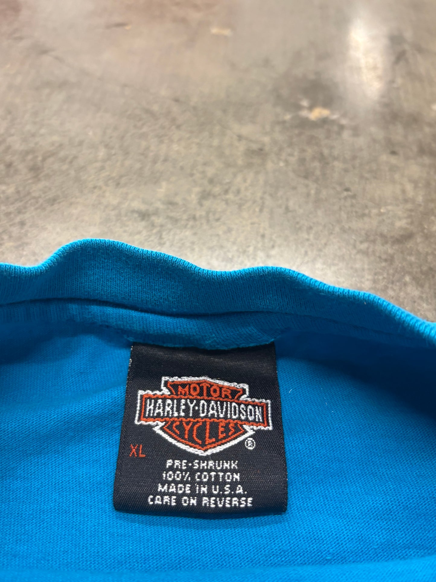 Vintage Harley Davidson Blue Blank Flame ball size xl shirt