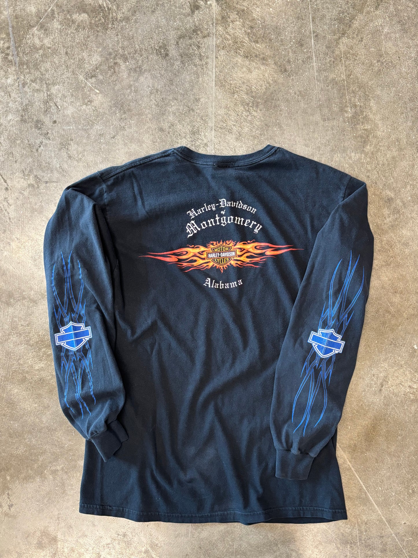 Vintage Harley Davidson Blue shield long sleeve size medium