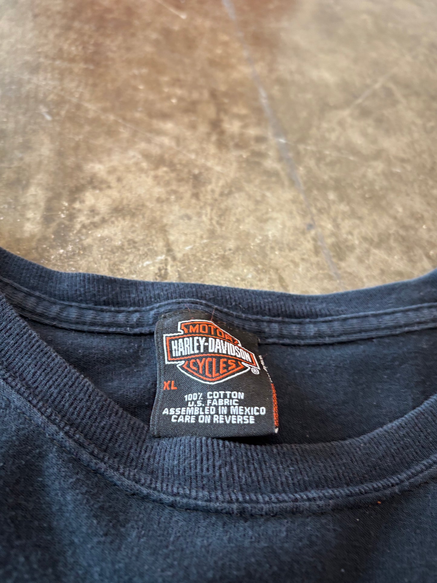 Vintage Harley Davidson Blue flame blue shield long sleeve size xl