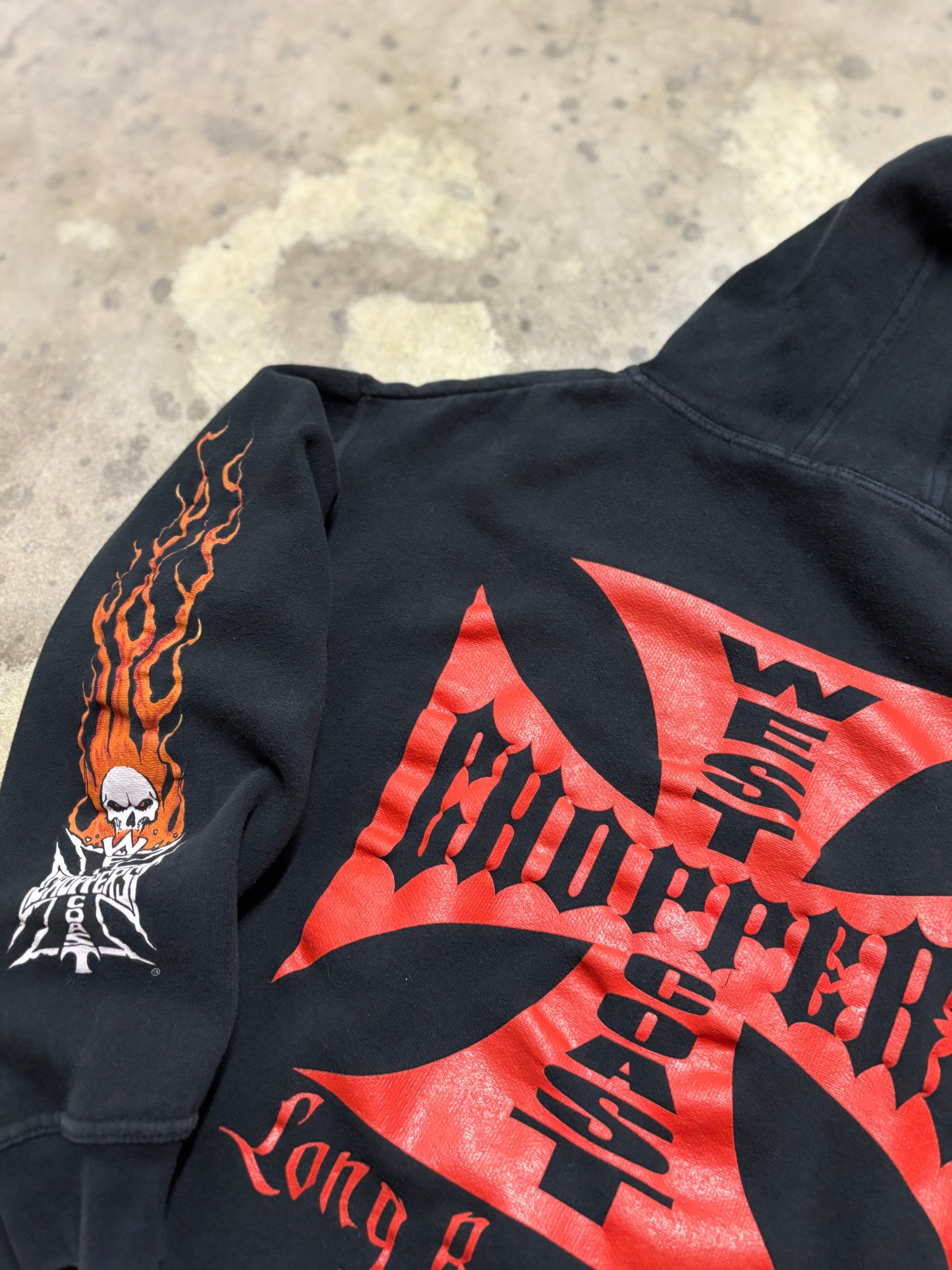 Vintage West Coast Choppers Skull Flame hoodie size XL