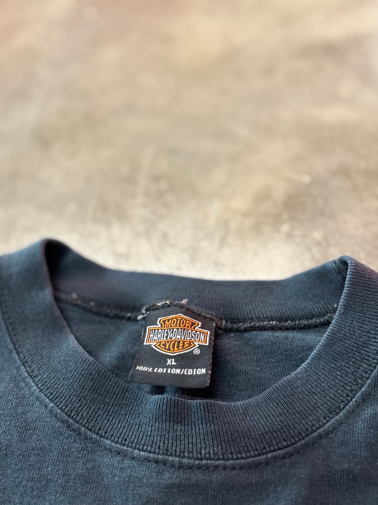 Vintage Harley Davidson flame ball bleached long sleeve size xl