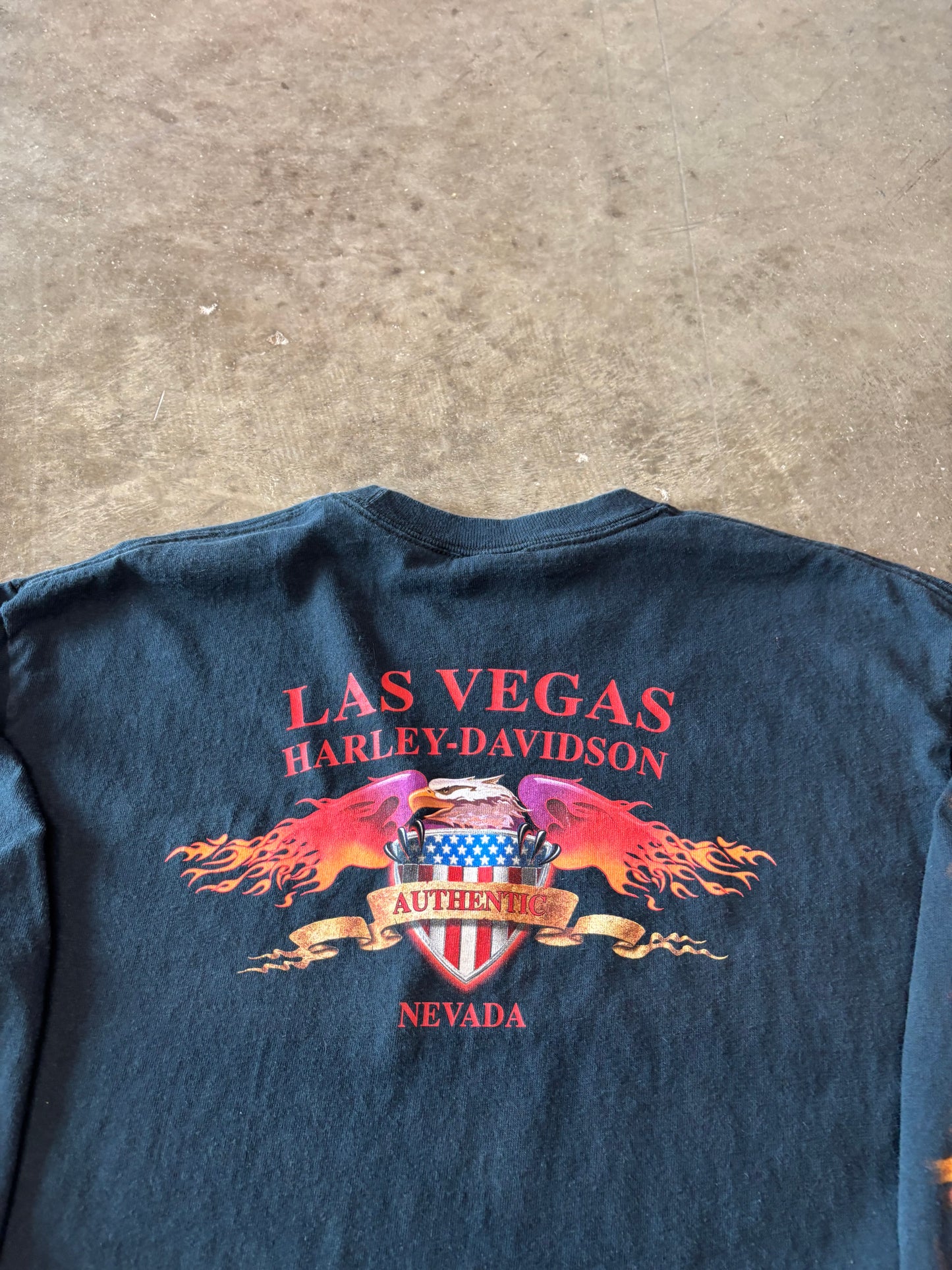 Vintage Harley Davidson Flame ball long sleeve size large