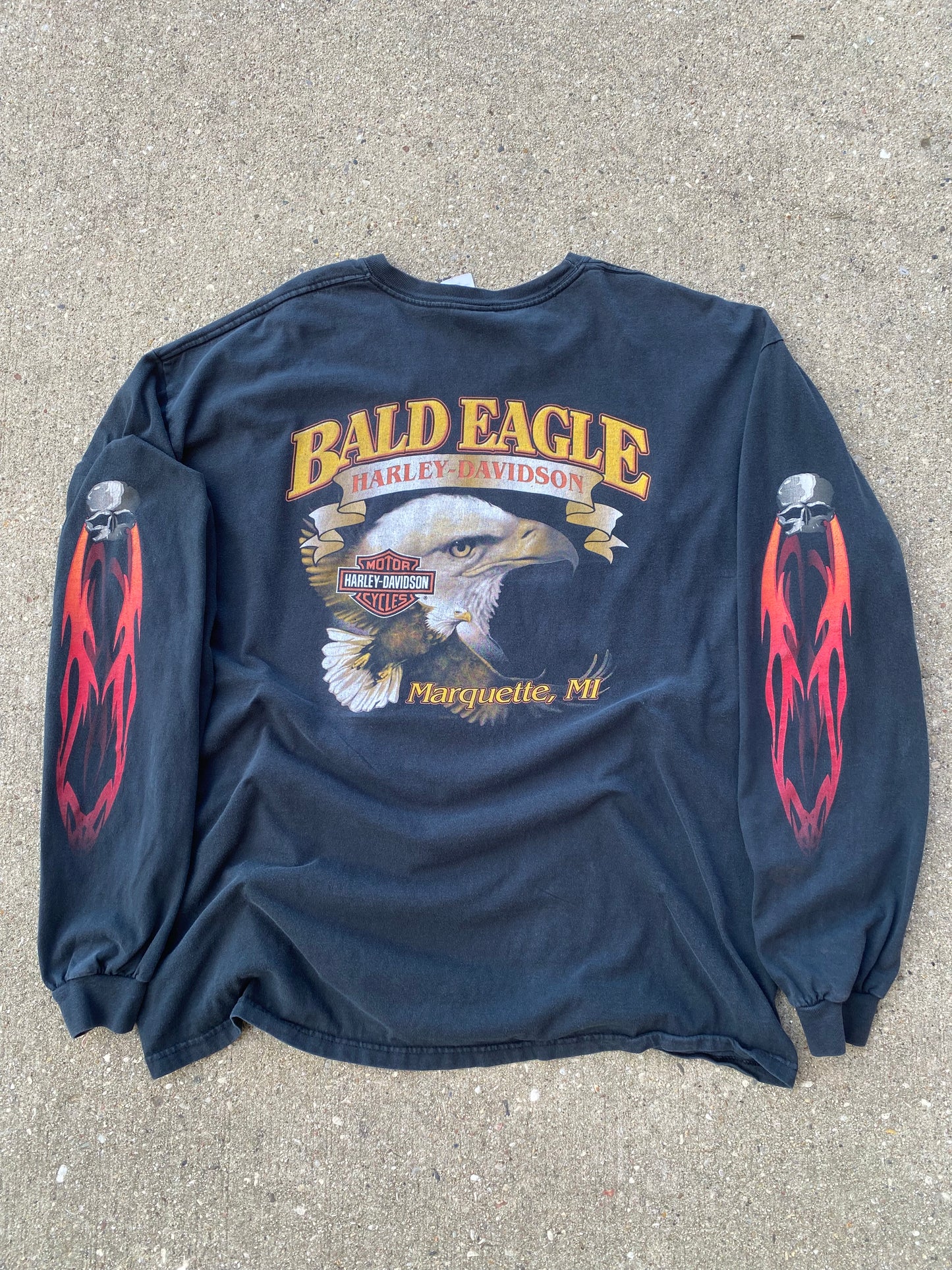 Harley Davidson Flaming skull long sleeve shirt size XXL