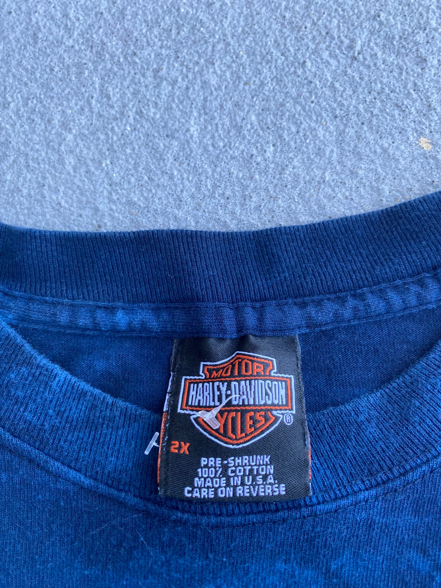 Vintage Harley Davidson Blue Marble Dyed Long sleeve size XXL