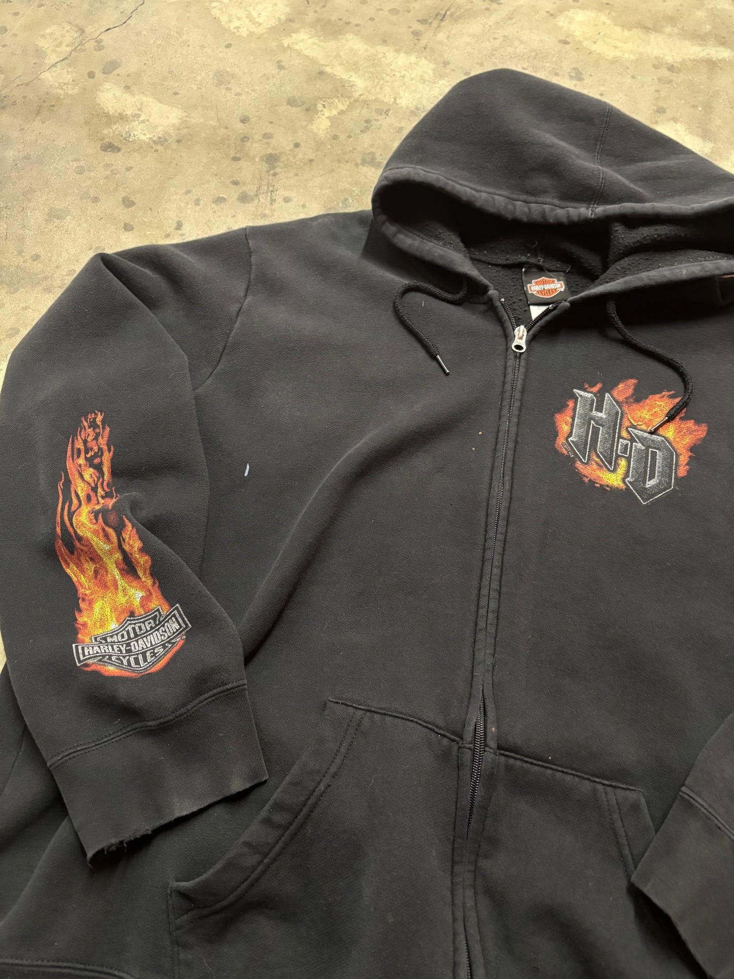 Harley Davidson flame zip up 2XL