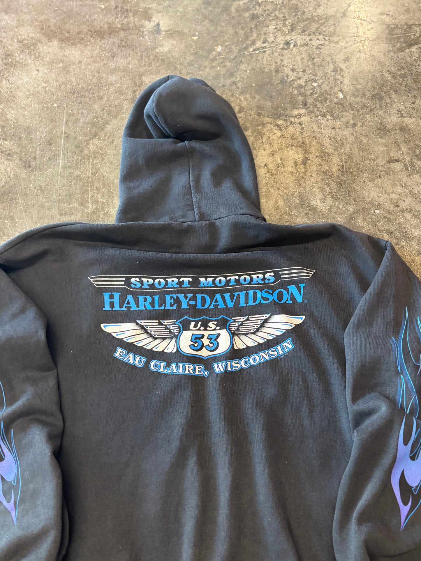 Vintage Harley Davidson Purple flame hoodie size xxl