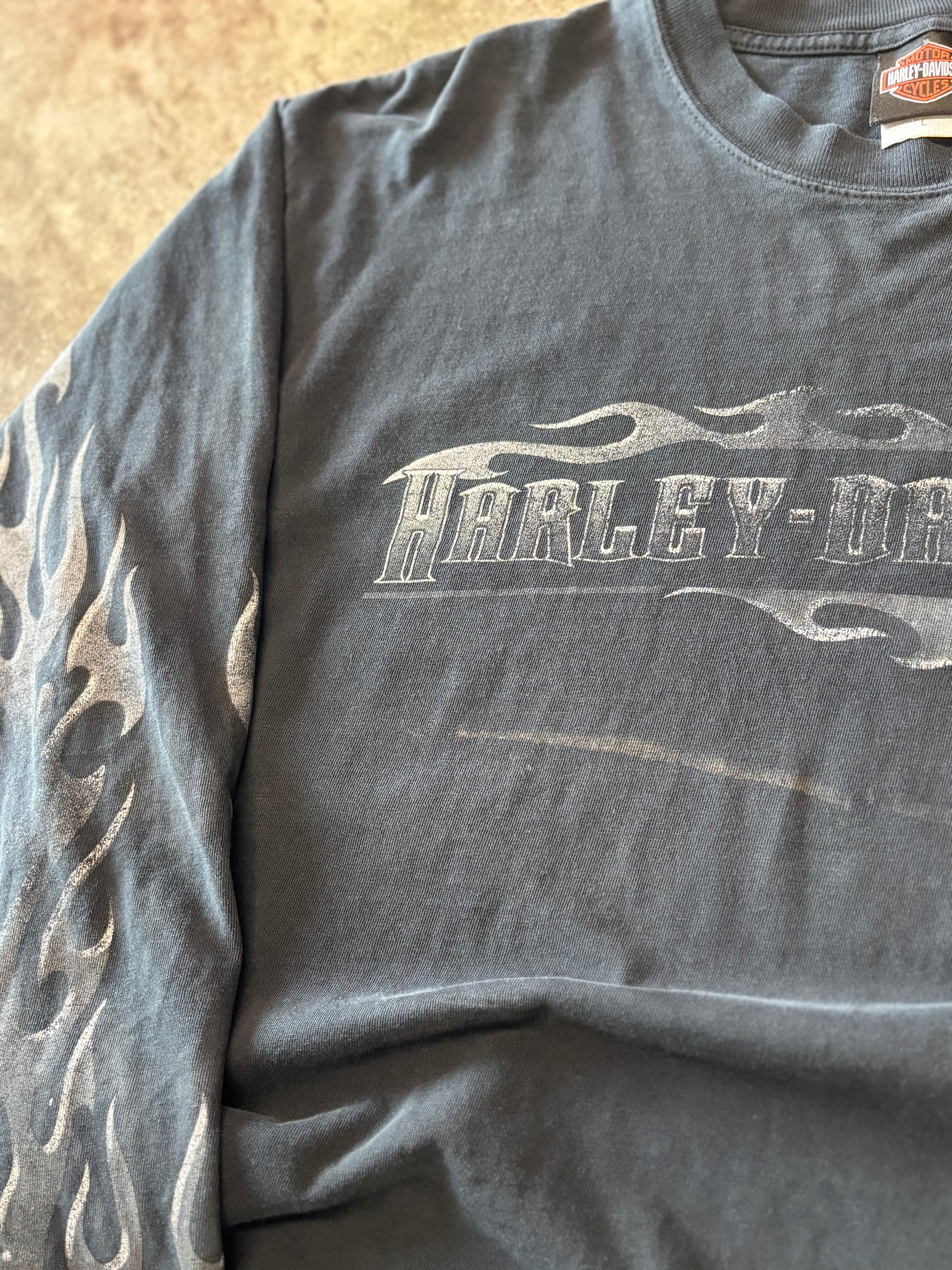 Vintage Harley Davidson chrome flame long sleeve size large