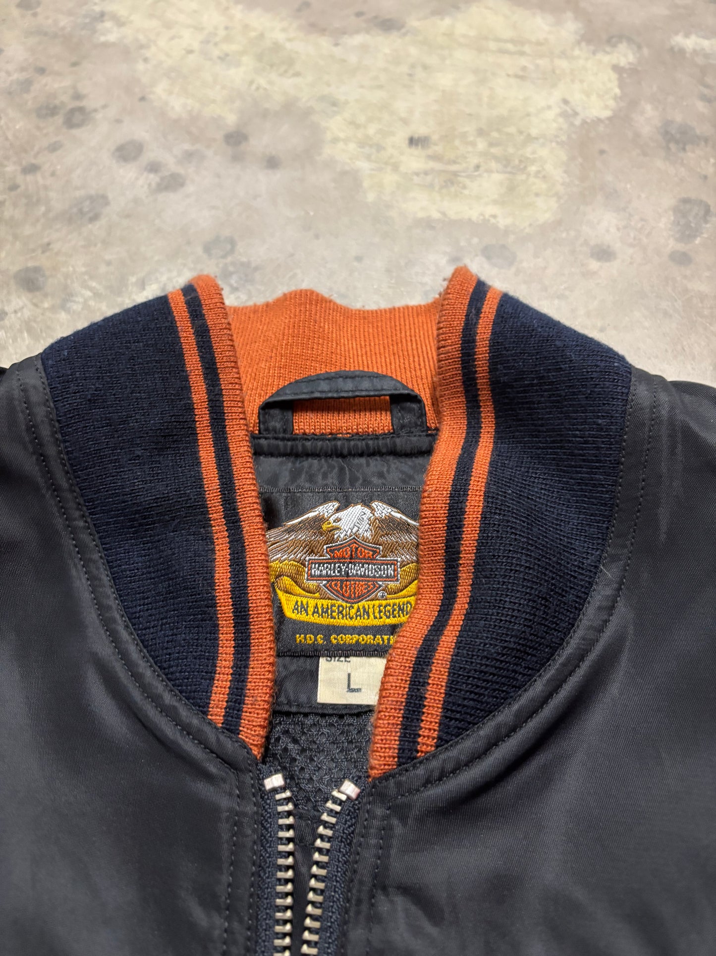 Vintage Harley Davidson Bomber satin flame jacket size large