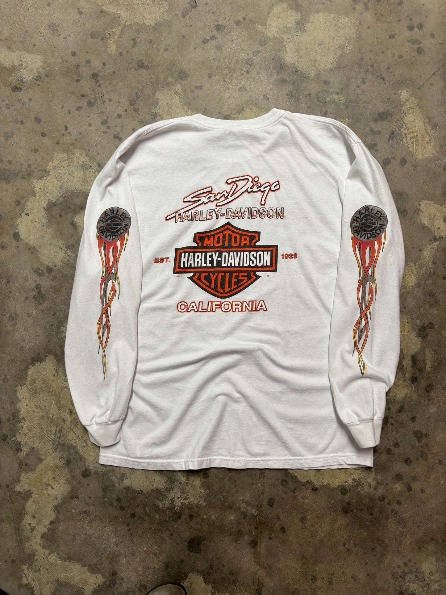 Vintage Harley Davidson Flame burst long sleeve size large