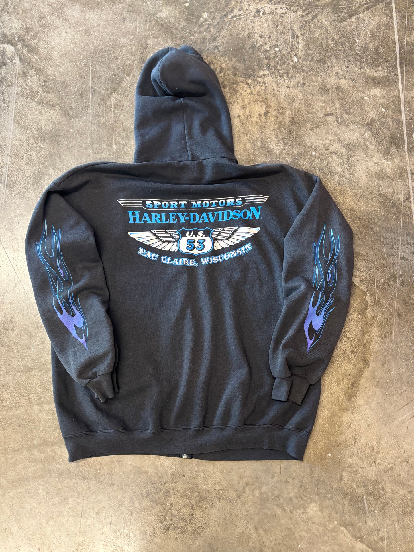 Vintage Harley Davidson Purple flame hoodie size xxl