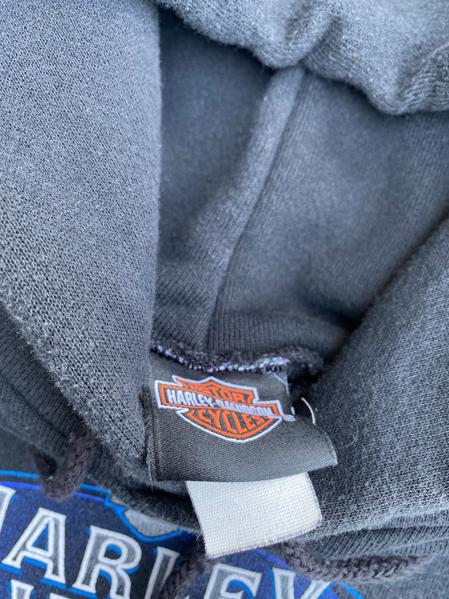 Vintage Harley Davidson Blue Flame Hoodie Size large