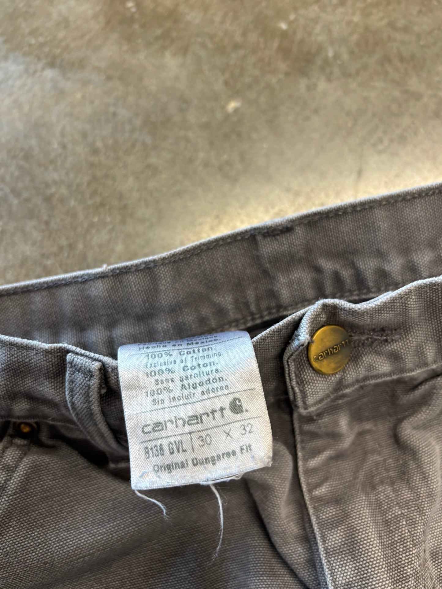 Gray carhartt double knees 30 by 30