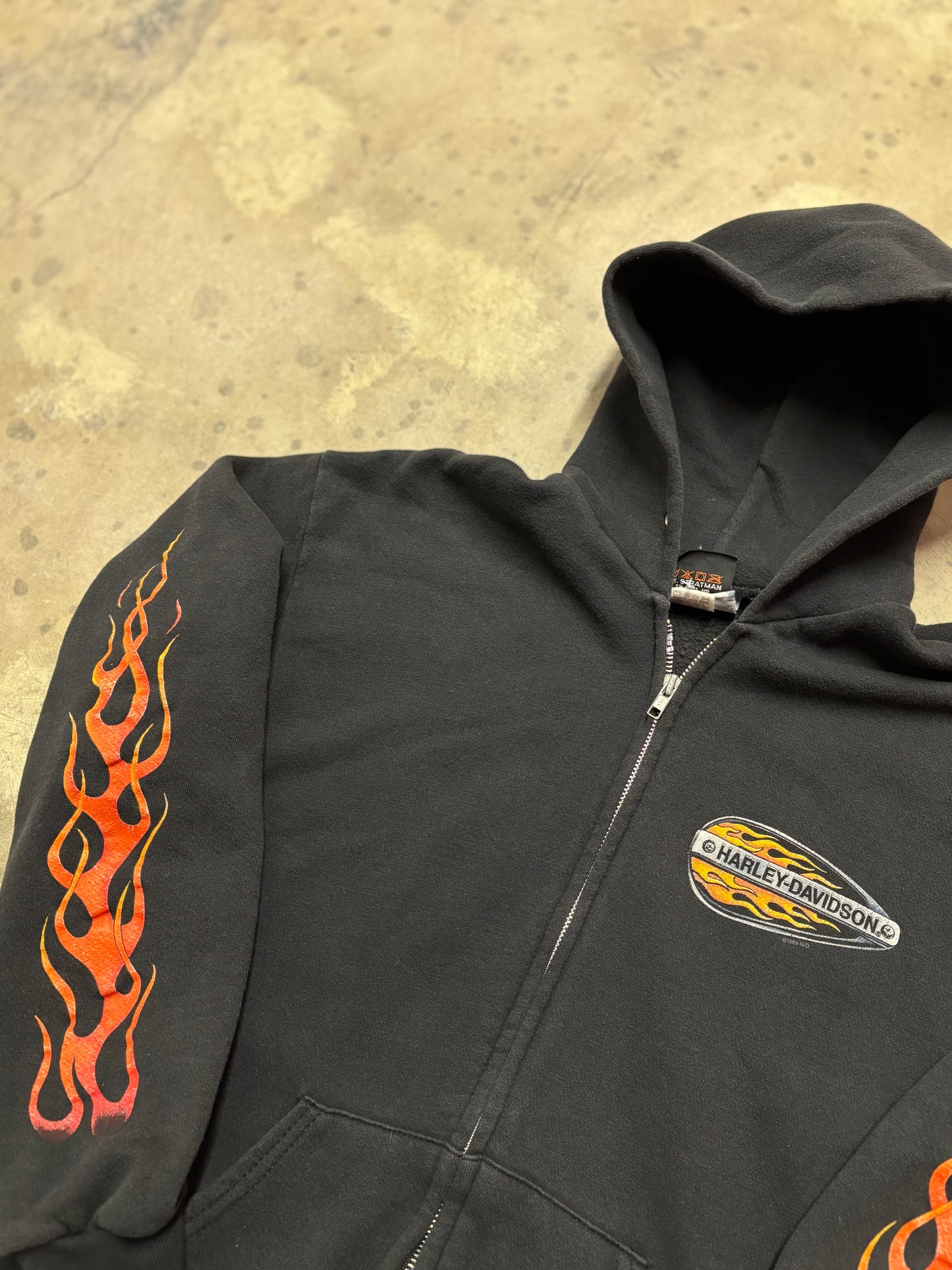 Vintage Harley Davidson flames zip up hoodie size medium