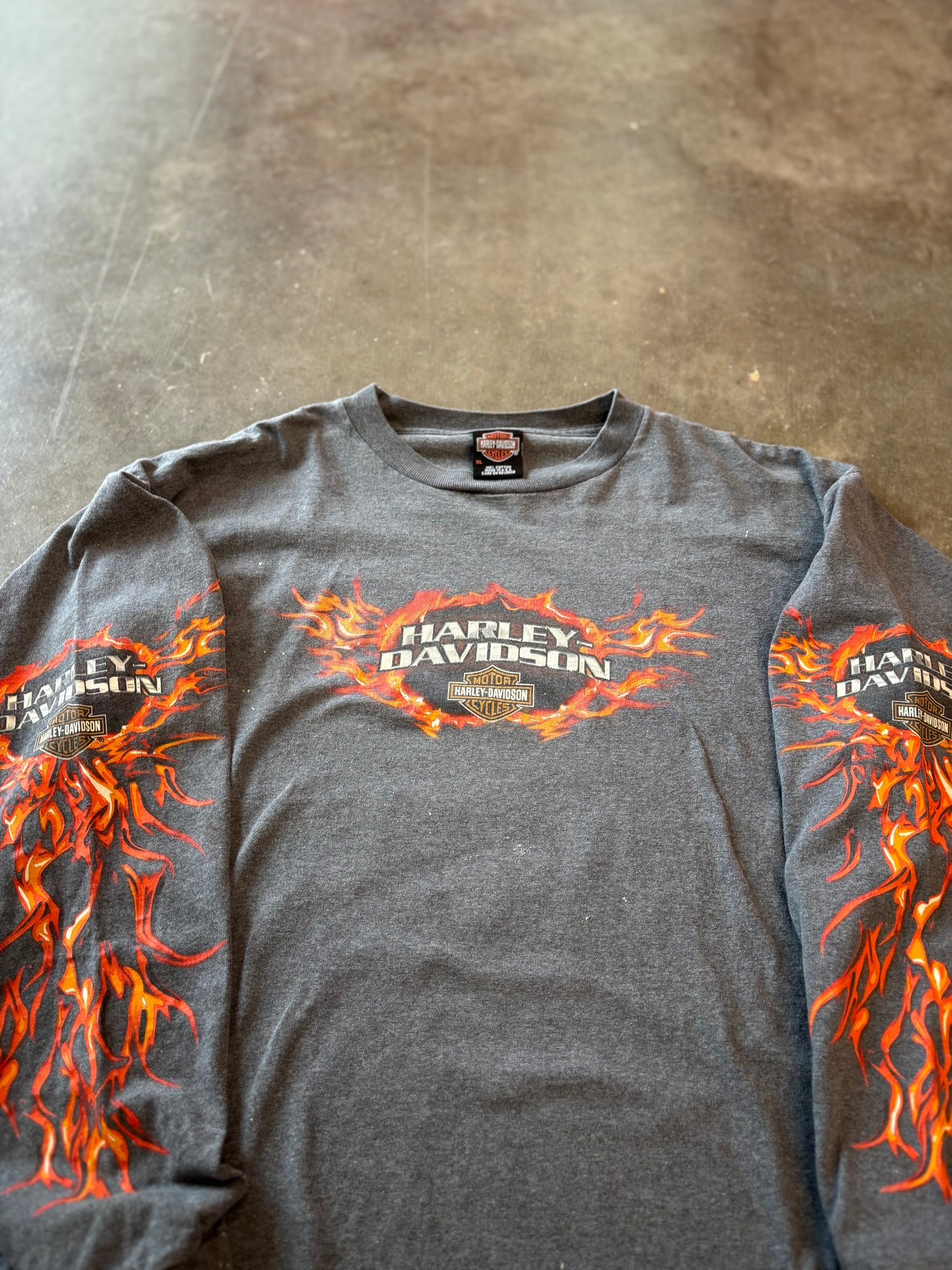 Vintage Harley Davidson Grey flame long sleeve size xl