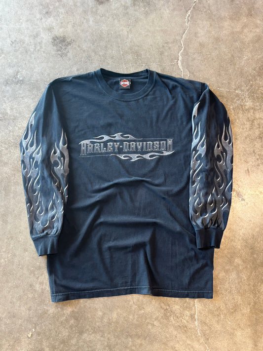 Vintage Harley Davidson chrome flame long sleeve size xl