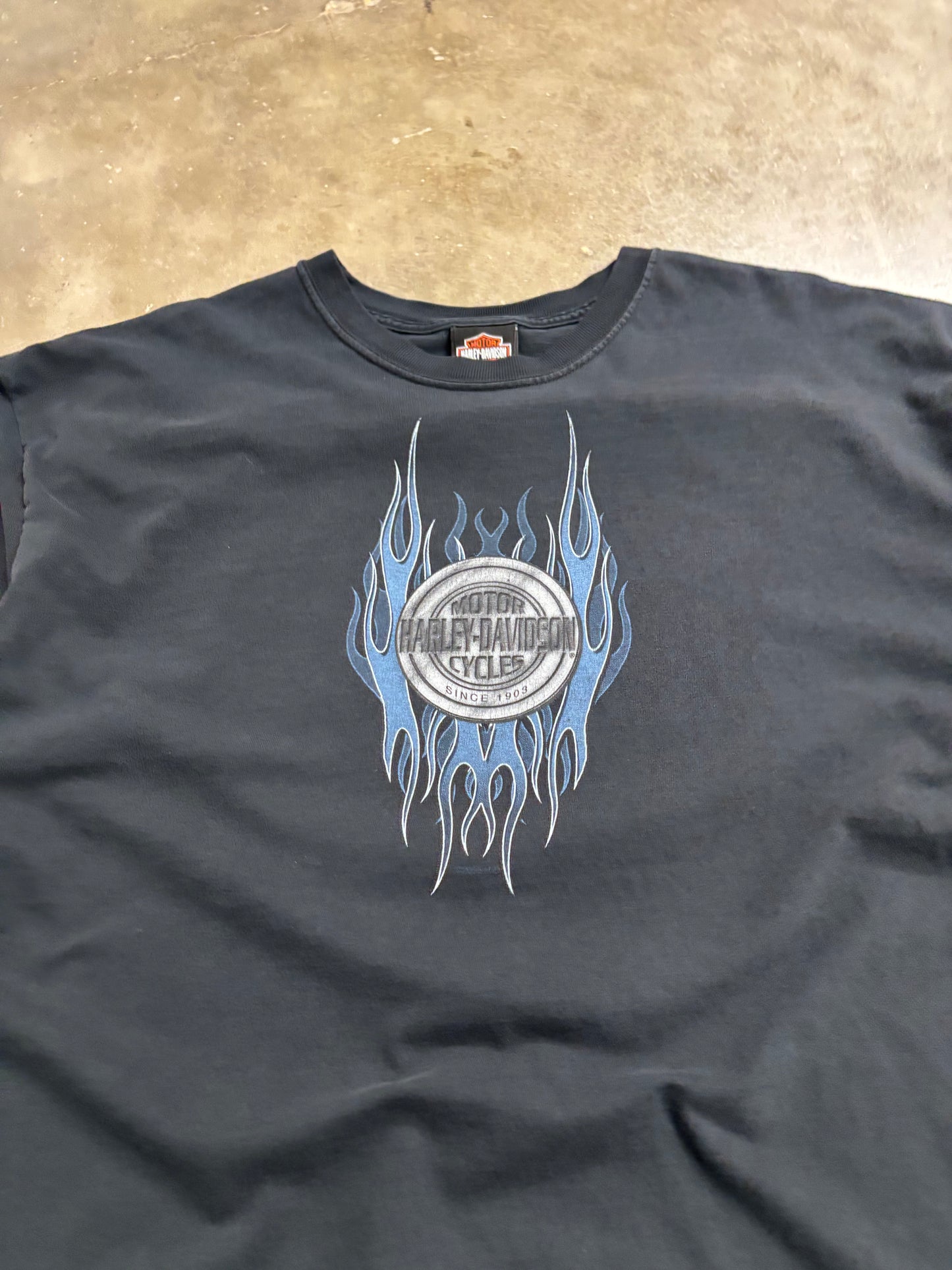 Vintage Harley Davidson Blue flame center shirt size xl