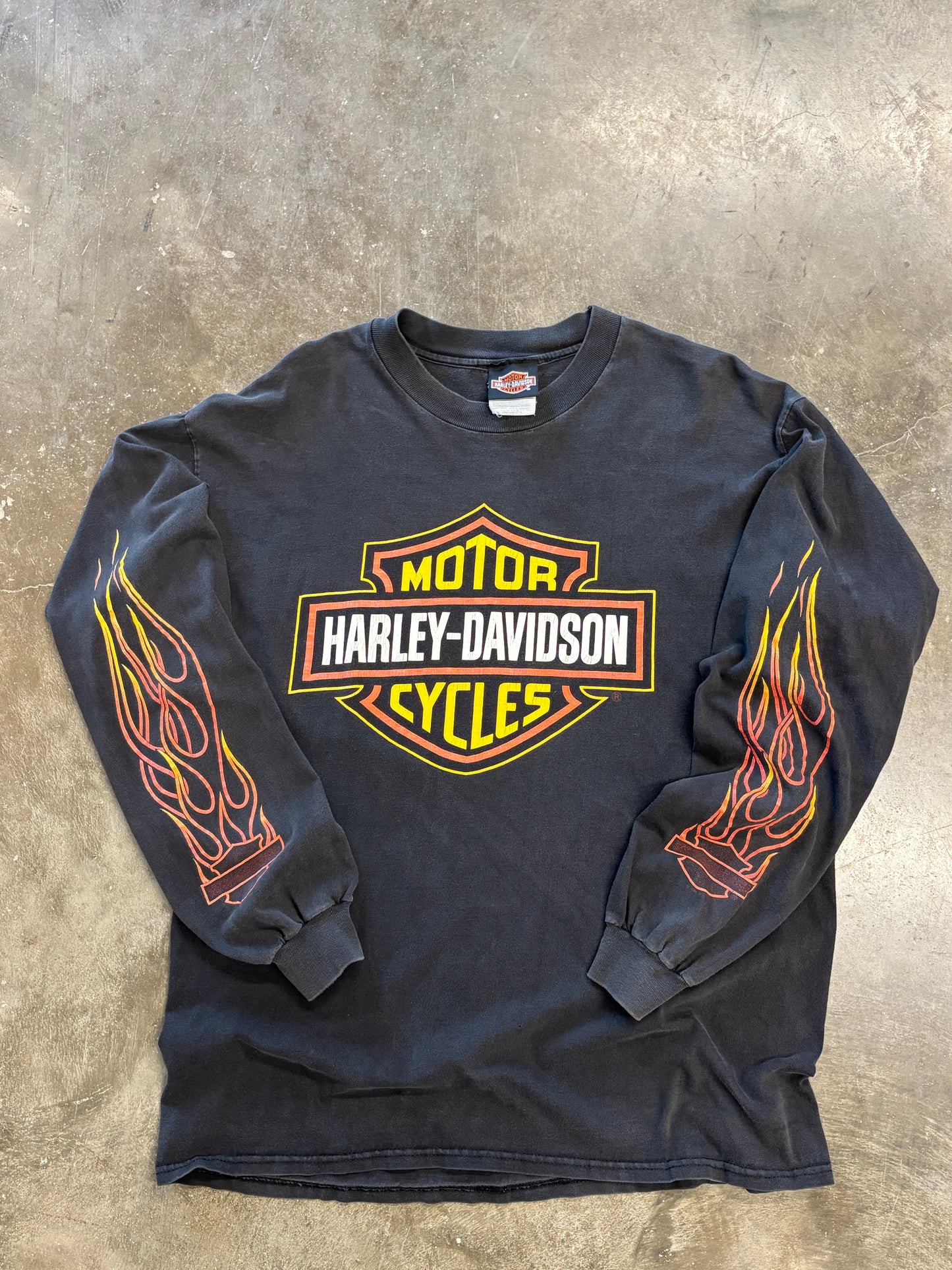 Vintage Harley Davidson String flame long sleeve size large