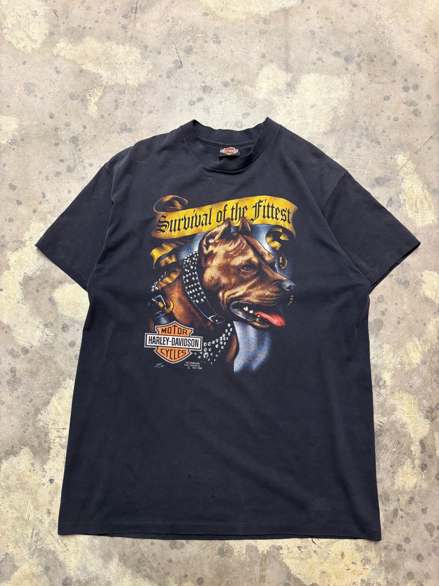 Vintage 3D Emblem Harley Davidson pitbull shirt size XL