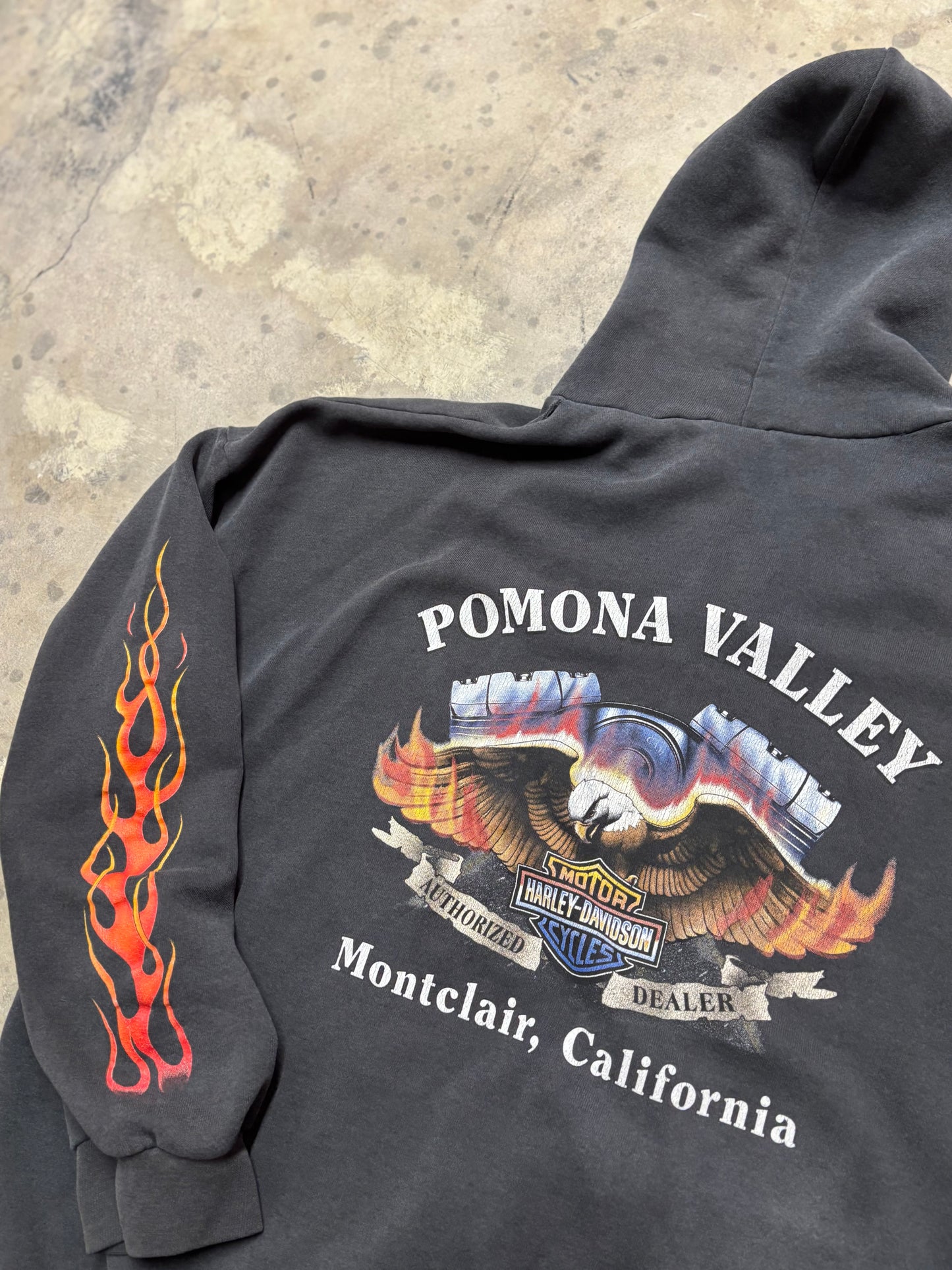 Vintage Harley Davidson Flame sleeve zip up hoodie size XXXL