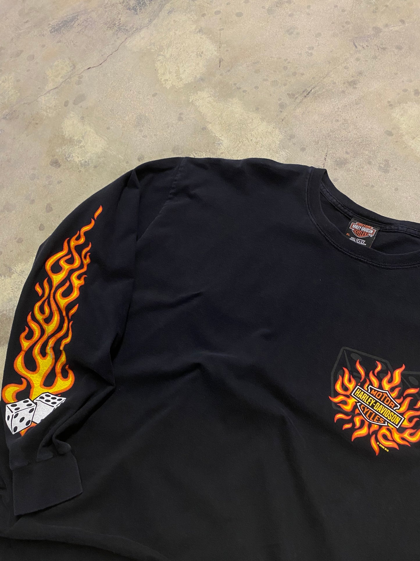 Vintage Harley Davidson Flaming dice long sleeve size extra large