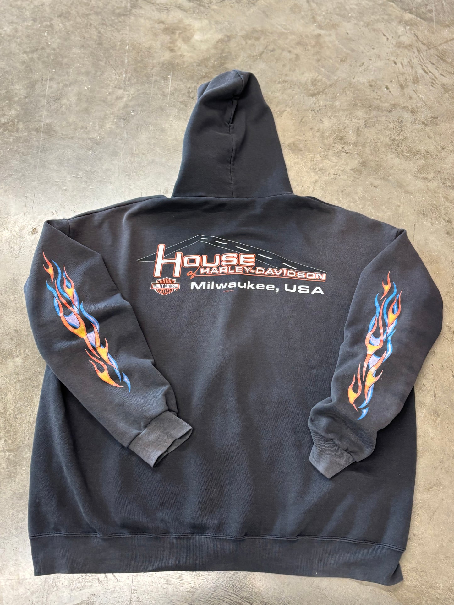 Vintage Harley Davidson Purple and blue flame zip up hoodie size 2XL