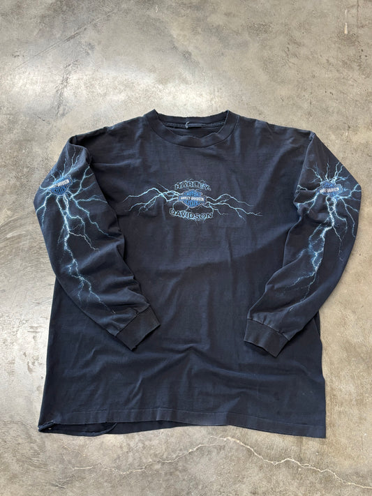 Vintage Harley Davidson blue Lightning shirt size xxl