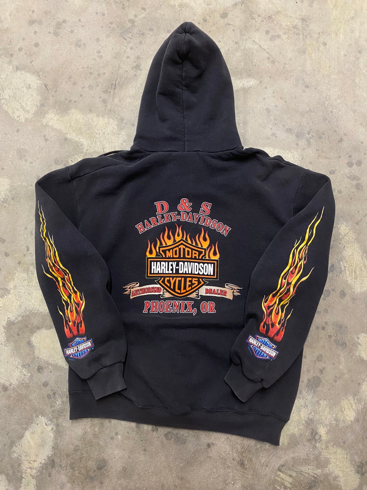 Vintage Harley Davidson flame zip hoodie size medium