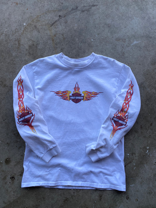 Vintage Harley Davidson Orange Flame white shirt size medium