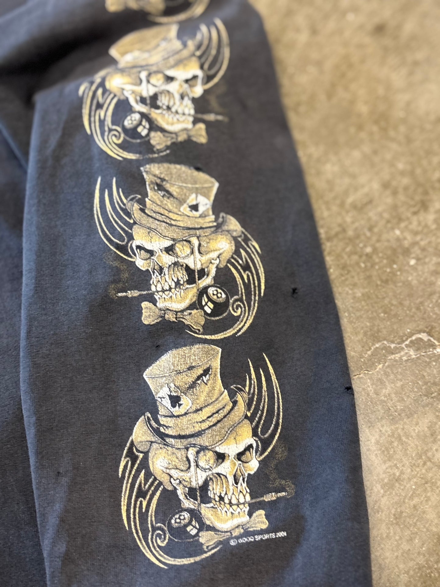 Vintage Hot leathers faded and thrashed skull long sleeve size large