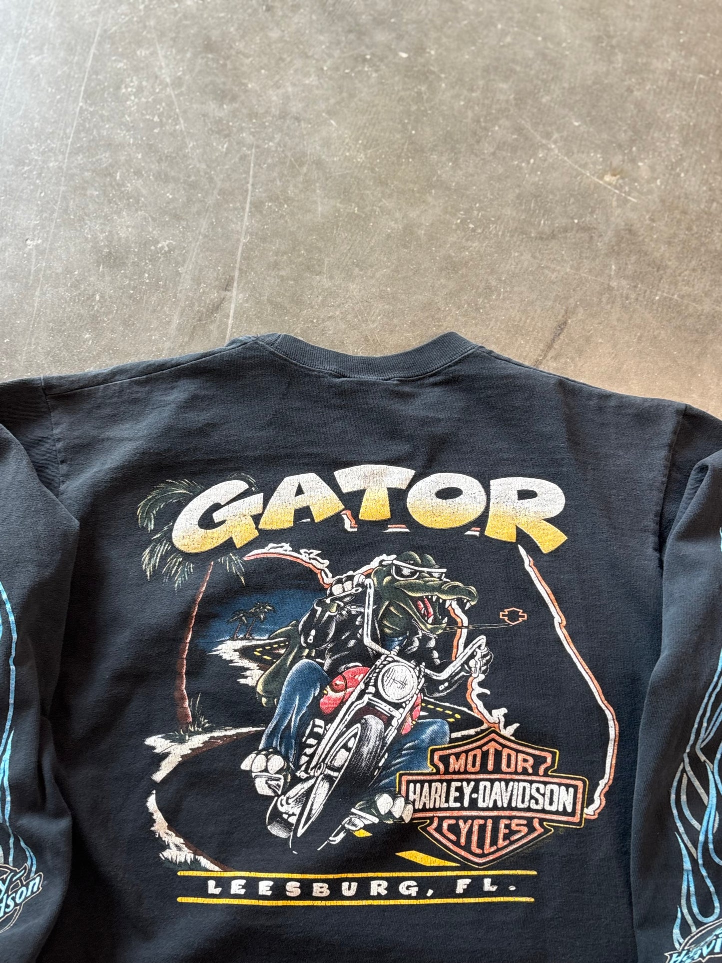 Vintage Harley Davidson blue flame long sleeve size medium