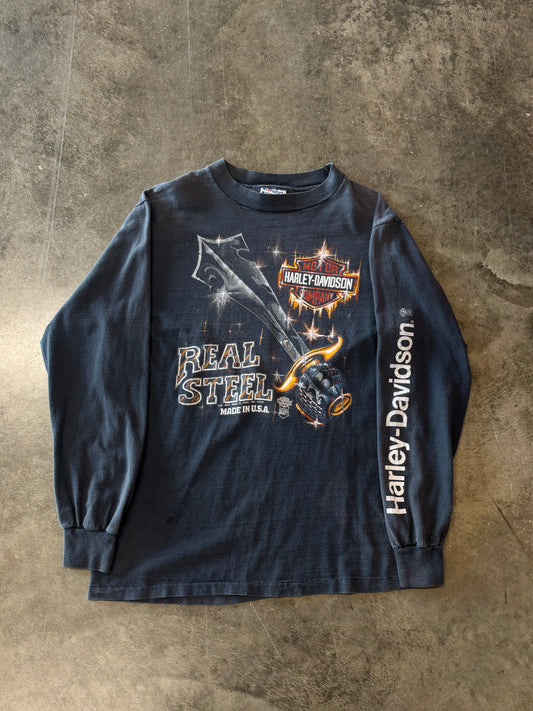 Vintage Harley Davidson Real steel long sleeve size medium