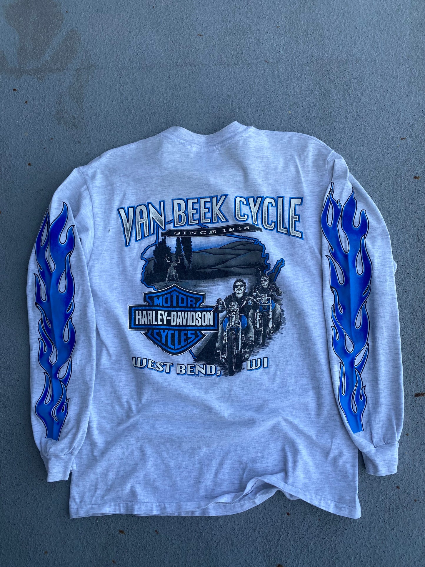 Vintage Harley Davidson Blue Flame Long sleeve size medium