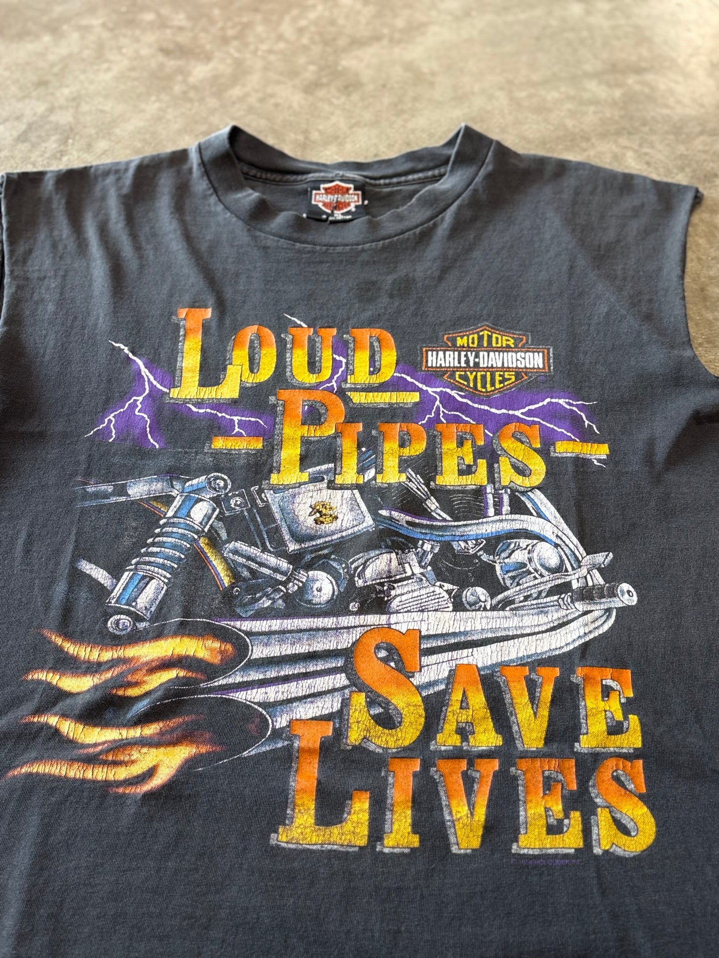 Vintage Harley Davidso Loud pipes chopped shirt size xl