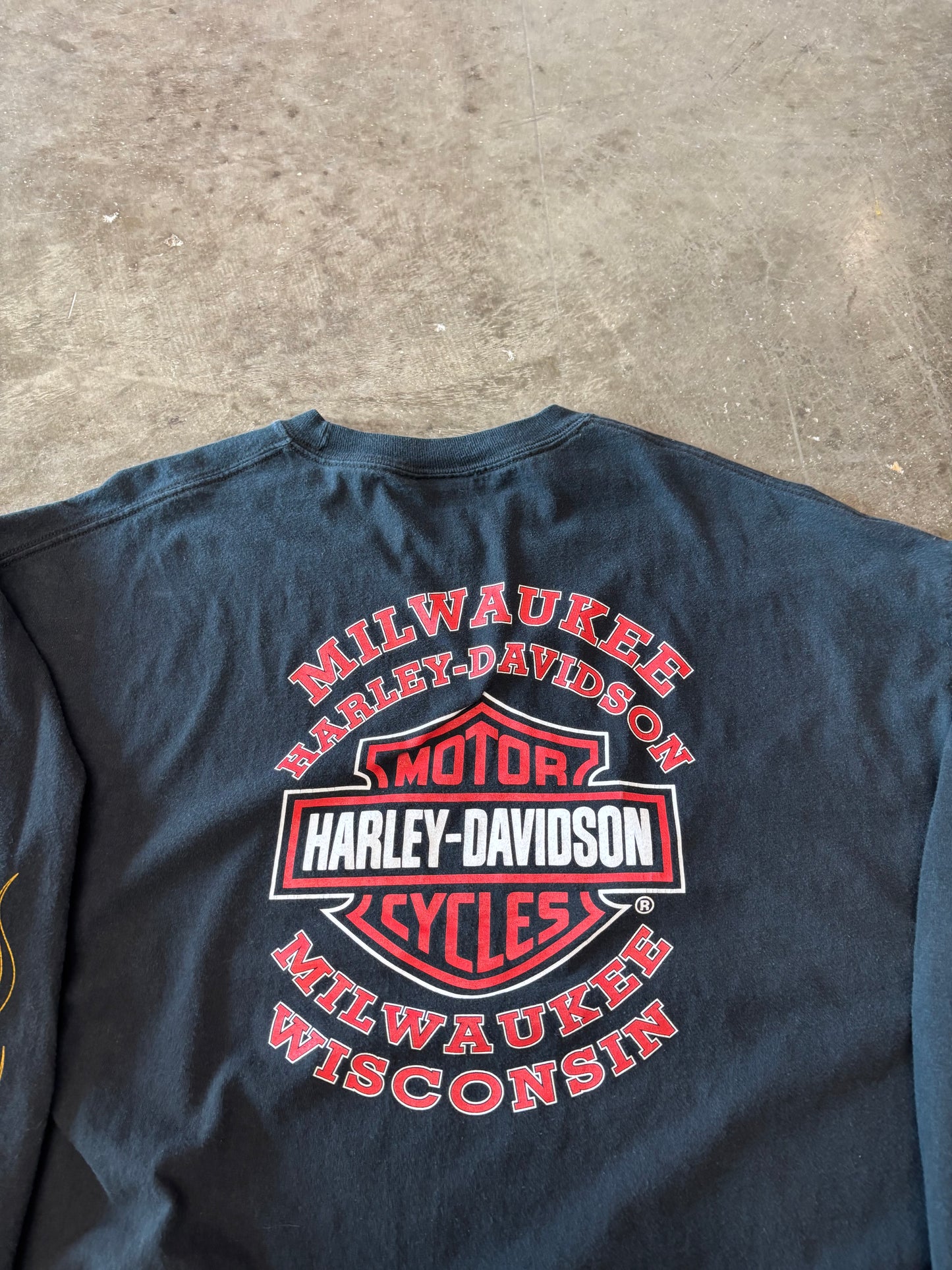 Vintage Harley Davidson string flame long sleeve size xxl