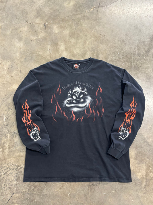 Vintage Harley Davidson Taz looney tunes flame long sleeve size xxl